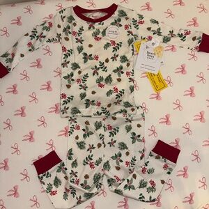 Burt's Bees Baby Festive Pajama Set - Cream and Red NWT